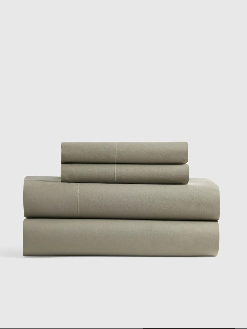 NEW Quince Queen Organic Crisp Percale Cotton 4pc Sheet Set, Dried Sage